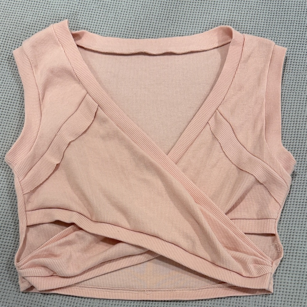 Pink Sleeveless Wrap Top